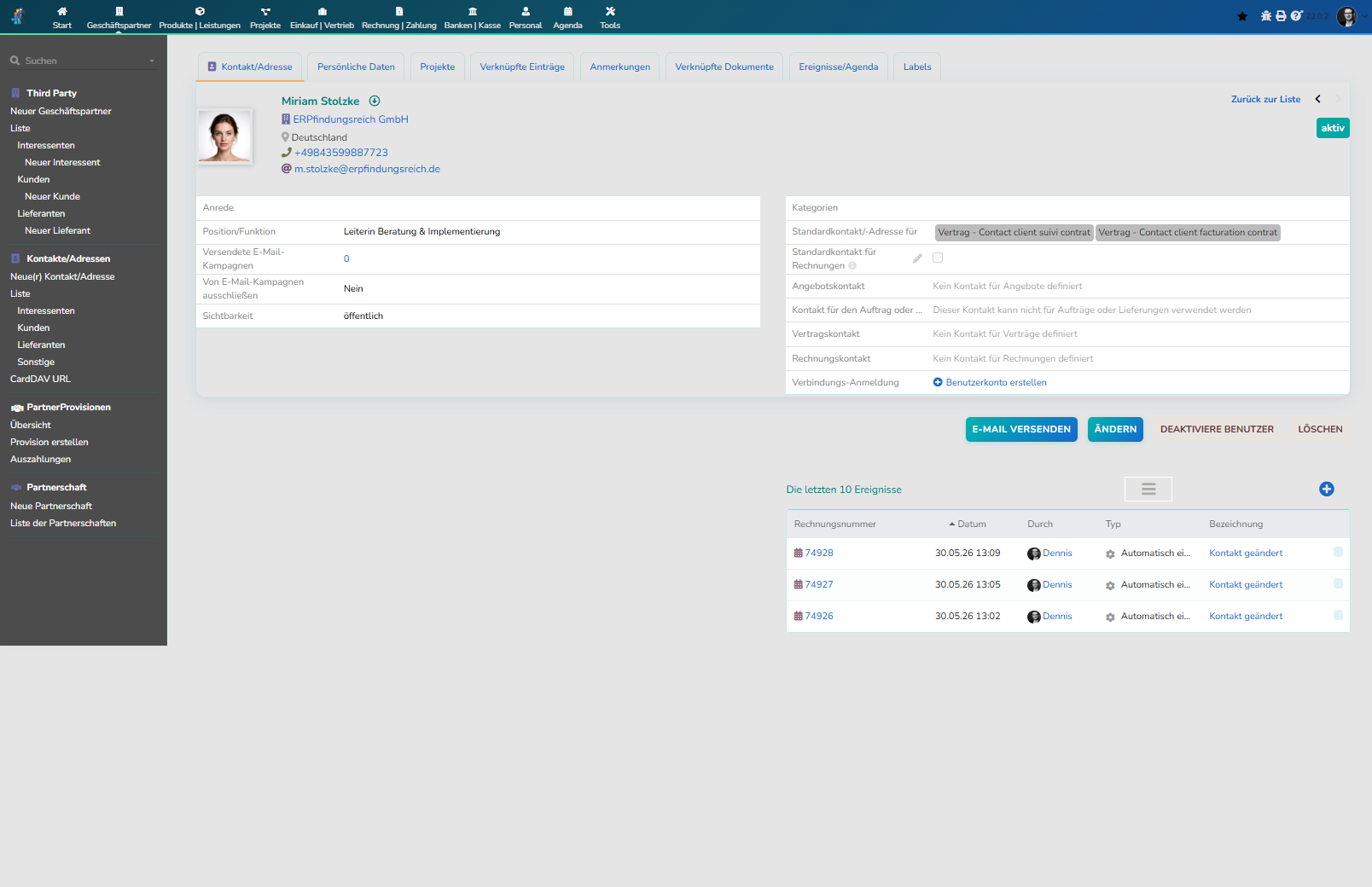noumaPRO CRM Kontakt